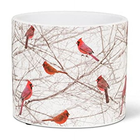 Abbott Collection Small Cardinals in Bush Planter-4.5" D