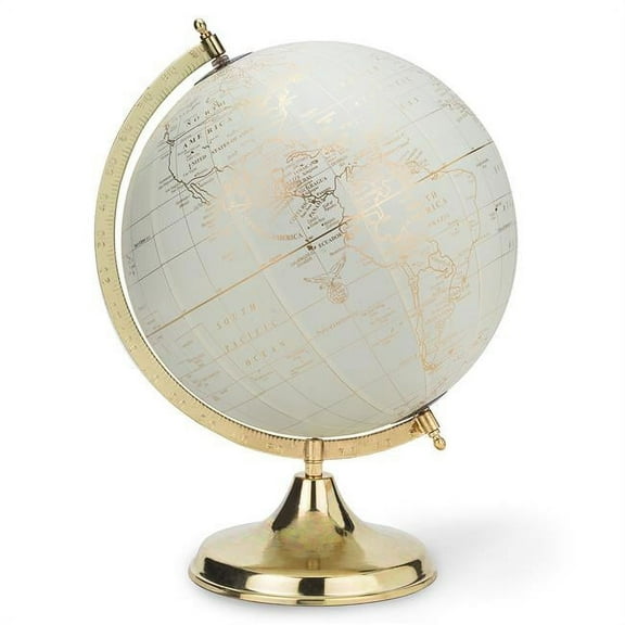 Abbott Collections 12 in. Globe on Stand, Ivory & Gold - Large