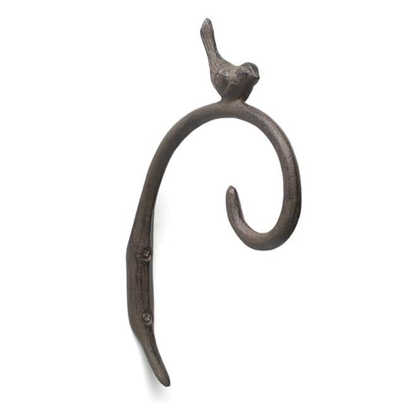 Abbott Collections AB-27-4501 9 in. Curl Hook with Bird, Brown