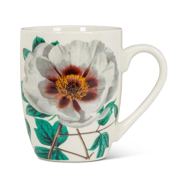 Abbott Collections AB-27-ADELE-01-MUG 4.25 in. Flowering Bloom Mug, Ivory & Green
