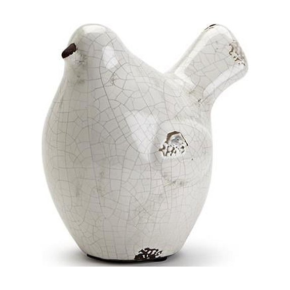 Abbott Collections AB-27-ARTISAN-163-SM 6.5 in. Crackling Sitting Bird Figurine, Crackle White