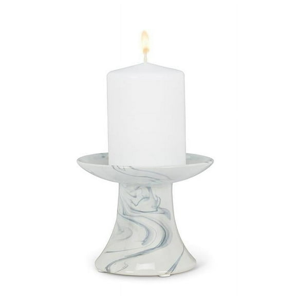 Abbott Collections AB-27-CARRARA-8841-SM 3.75 in. Marble Look Cone Pillar Candle Holder, Grey & White