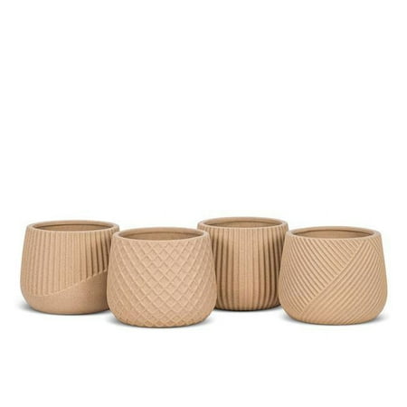 Abbott Collections AB-27-DESERT-229 Assorted Textured Barrel Planters - Set of 4