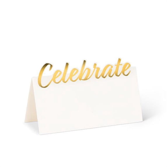 Abbott Collections AB-27-FOLD-CELEBRATE 1.5 x 3 in. Celebrate12 Pieces Folded Place Cards, White & Gold