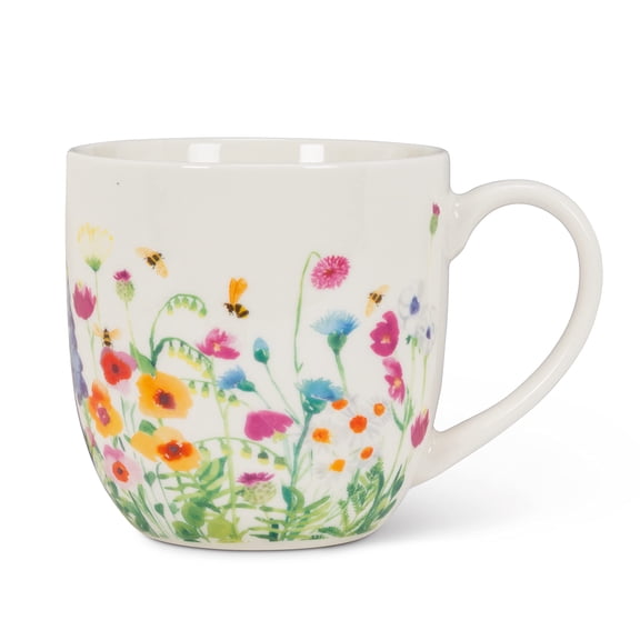 Abbott Collections AB-27-GARDEN-MUG 4 in. Bees in The Garden Mug, White & Multi Color