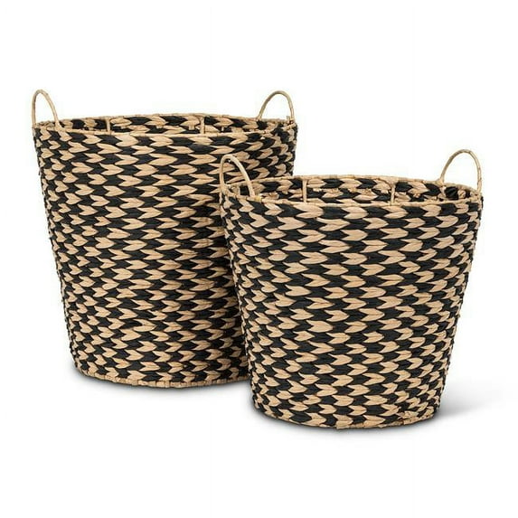Abbott Collections AB-27-GLOBAL-294 12-15 in. Tall Taper Baskets, Natural & Black - Set of 2