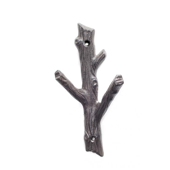 Abbott Collections AB-27-IRONAGE-71 8 in. Branch Double Hook, Dark Brown