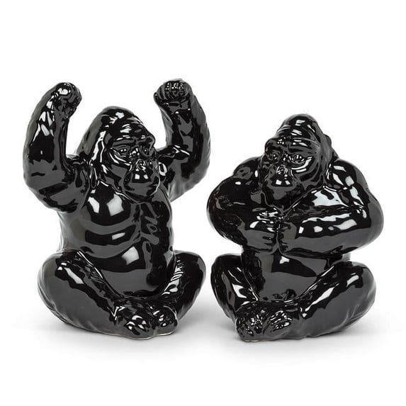 Abbott Collections AB-27-KITSCH-103 4 in. Silverback Gorilla Salt & Pepper, Black