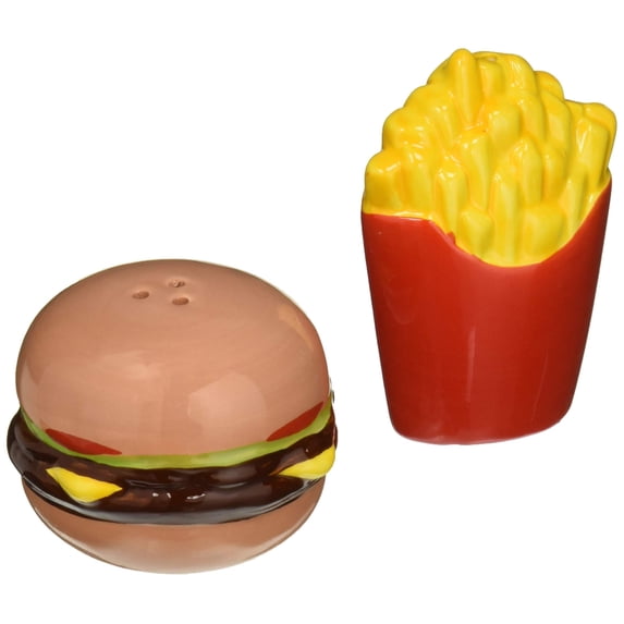 Abbott Collection Burger & Fries Salt & Pepper-3"H, 3" High, Burger and Fries