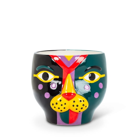 Abbott Collection 27-LEOPARD-254 Small Leopard Head Planter, Green/Black