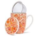 thumbnail image 1 of Abbott Collections AB-27-OASIS-CVT 4.5 in. Orange & White Print Cup & Lid with Strainer Tea Set, 1 of 1