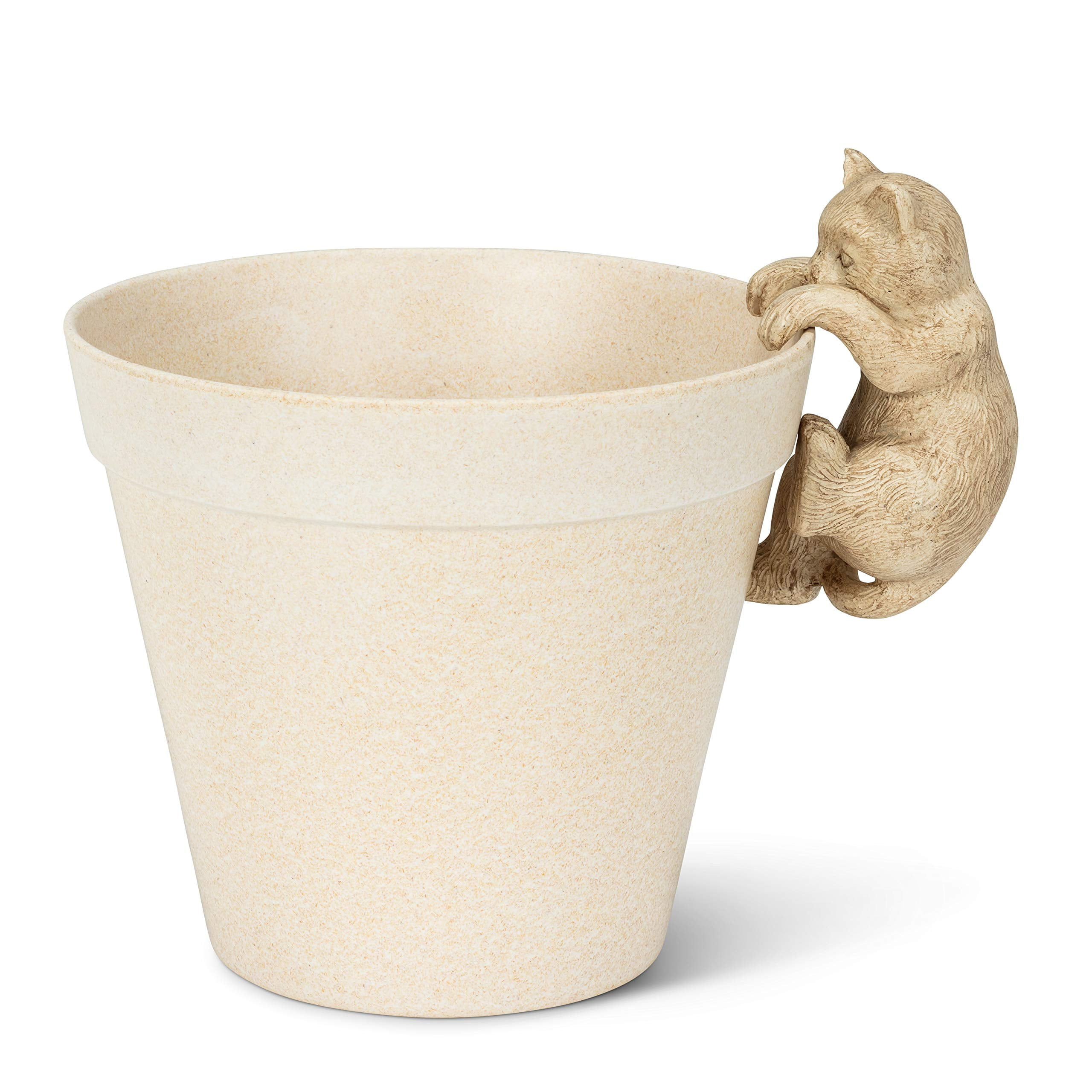 Antique White Resin Hanging Cat Planter Ornament