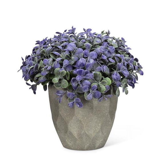Abbott Collections AB-27-WOODHILL-15 6 in. Potted Flowers Artificial Flower, Purple & Green