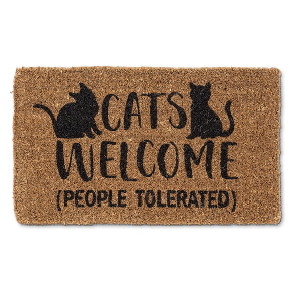 Abbott Collection 35-FWD-AN-2358 Cats Welcome Doormat, 18x30 inches L, Natural/Black