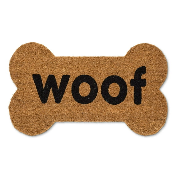 Abbott Collection 35-PFW-SH-1465 Bone Shaped WOOF Doormat, 18x30 inches L, Natural/Black