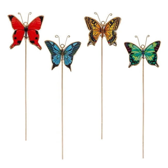 Abbott Collections AB-37-IMPRINT-STK-02 Assorted Colorful Butterflies Plant Stake - Set of 8