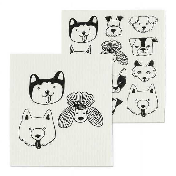 Swedish Dish Cloth Simple Dog Faces Dishcloths Cellulose Eco-Friendly 84Asdab59
