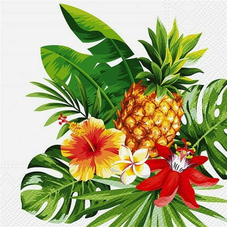 Abbott Collections AB-88-L-010200 6.5 in. Pineapple Napkins, Green - Set of 20