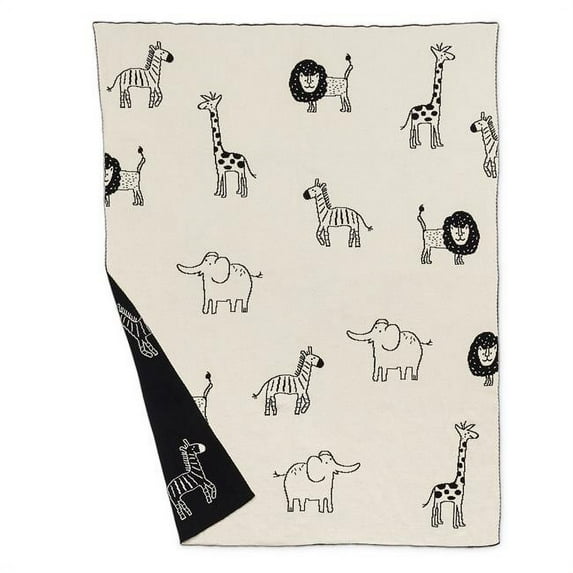 Abbott Collections AB-91-SNUGGLE-16 32 x 40 in. Jungle Safari Throw, Black & Ivory - Small