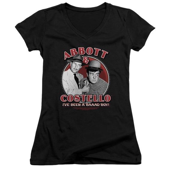 Abbott & Costello Bad Boy Junior Women's T-Shirt V-Neck T-Shirt Black