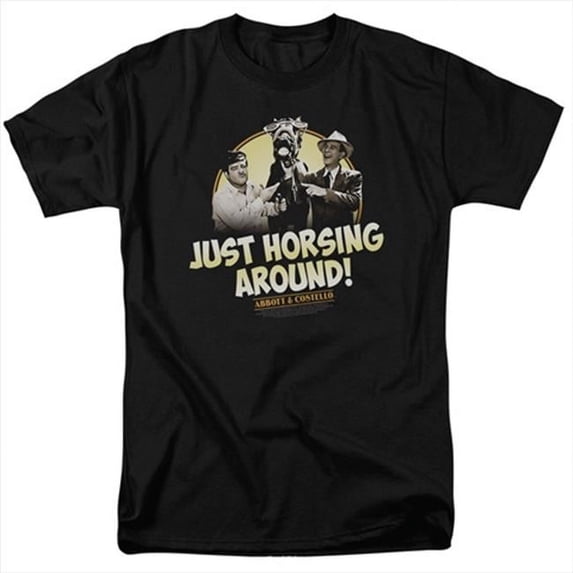 Abbott & Costello-Horsing Around - Short Sleeve Adult 18-1 Tee, Black - 4X