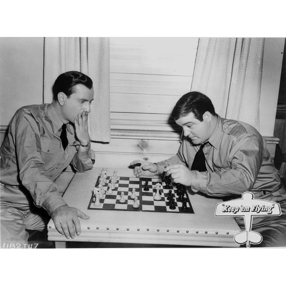 Abbott & Costello Playing Chess Photo Print (8 x 10)