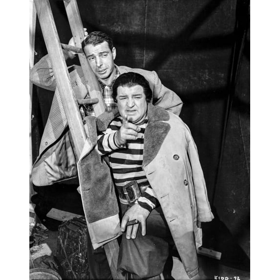Abbott & Costello Posed with Their Coat Near the Ladder Classic Portrait Photo Print (8 x 10)
