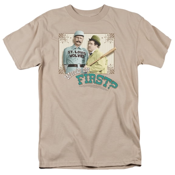 Abbott & Costello Men's Who's On First T-shirt Sand