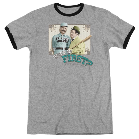Abbott & Costello - Whos On First - Heather Ringer Short Sleeve Shirt - Medium