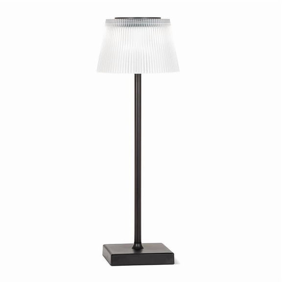 Abbott Fluted Shade LED Table Lamp, Rechargeable IP54 Waterproof Light, Modern Accent Lighting for Patio, Garden Outdoor or Indoors 15, Frost
