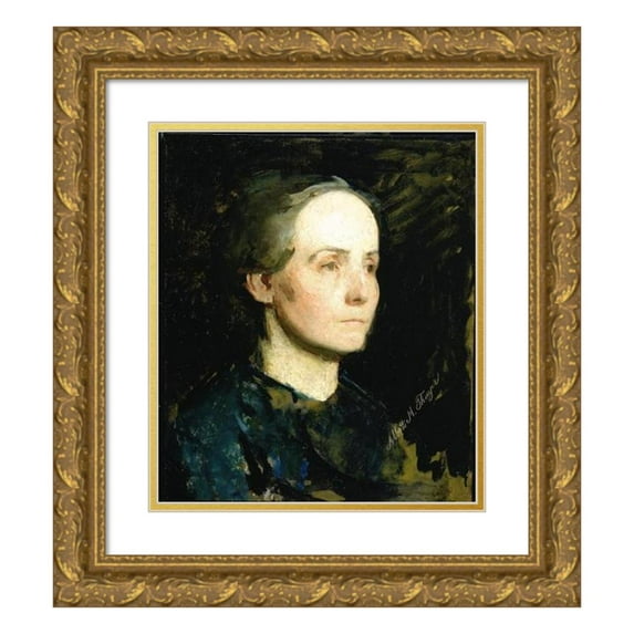 Abbott Handerson Thayer 12x14 Gold Ornate Wood Frame and Double Matted Museum Art Print Titled - Portrait of a Woman (Miss Gertrude Bloede) (ca. 1881)