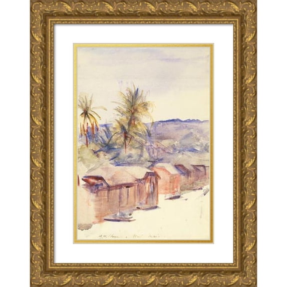 Abbott Handerson Thayer 14x18 Gold Ornate Wood Frame and Double Matted Museum Art Print Titled - Village Street, Dominica