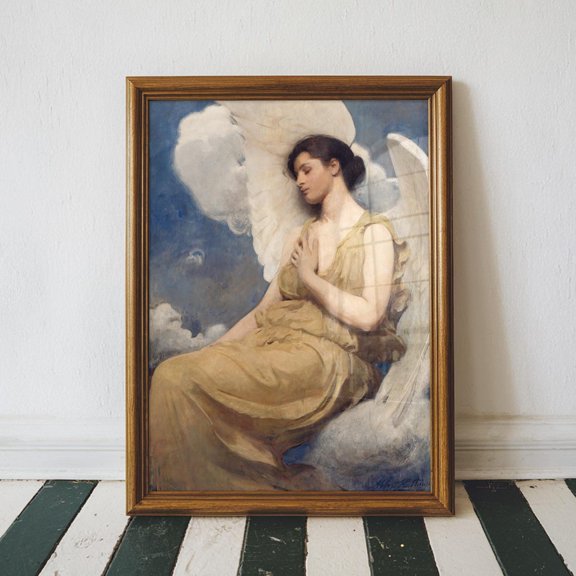 Abbott Henderson Thayer, Winged Figure, Angel, Museum Poster, Gallery Poster, High Quality Poster, Vintage, Stretched Canvas Size 16x24