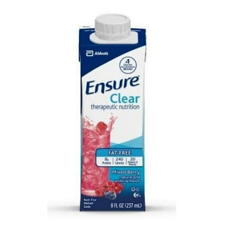 Pack of 6 Ensure Clear Mixed Berry Oral Supplement 8 oz Recloseable Carton