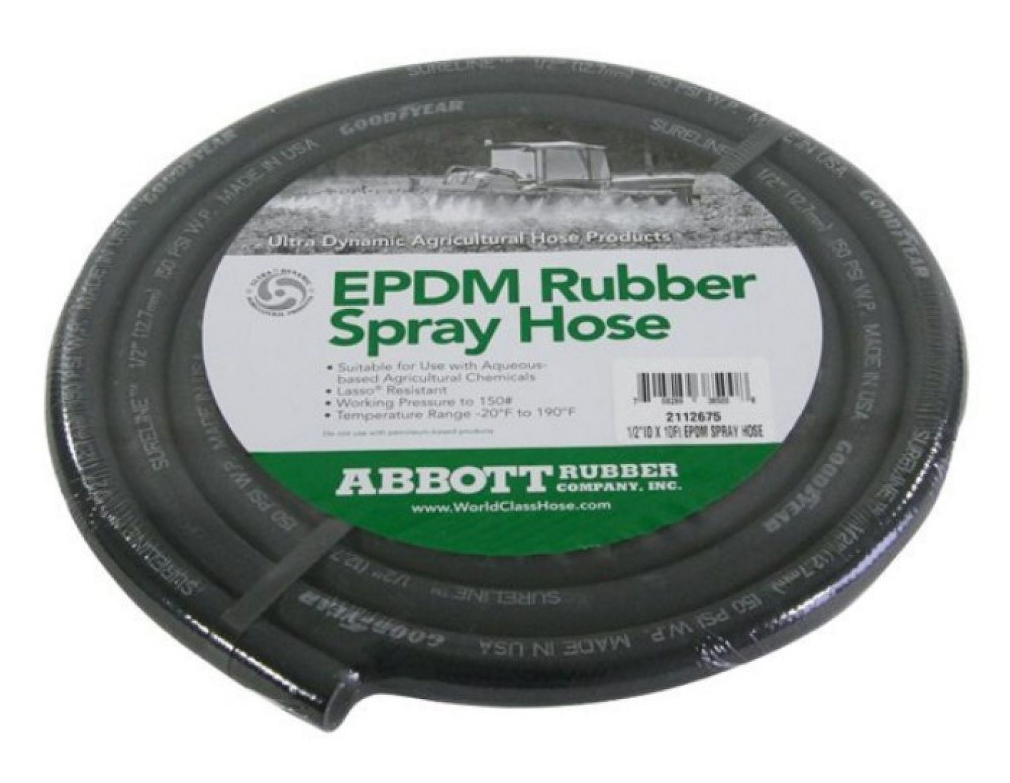 Abbott Rubber X1110-0381-50 EPDM Rubber Agricultural Spray Hose, 3/8-Inch ID by 50-Feet