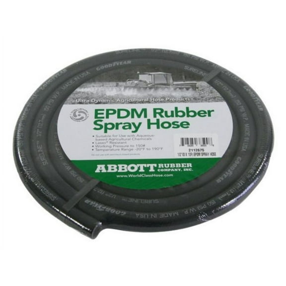 Abbott Rubber X1110-0381-50 EPDM Rubber Agricultural Spray Hose, 3/8-Inch ID by 50-Feet