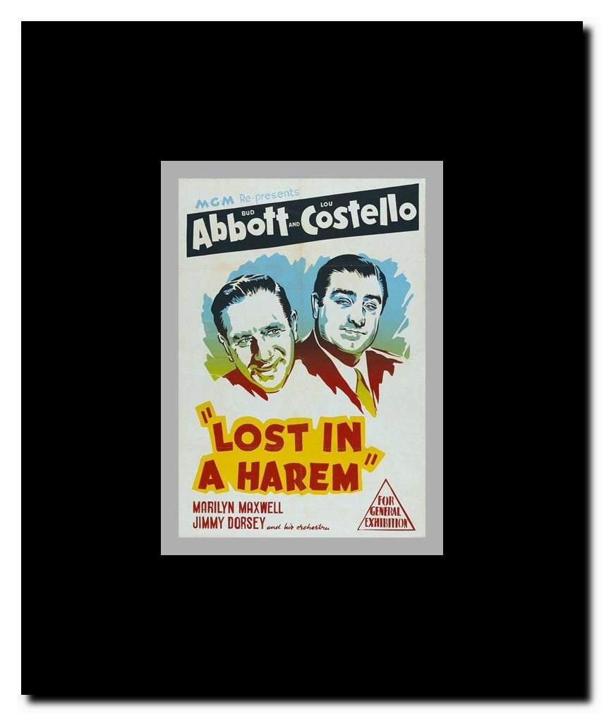 Abbott and Costello Lost in a Harem c.1944 Framed Movie Poster