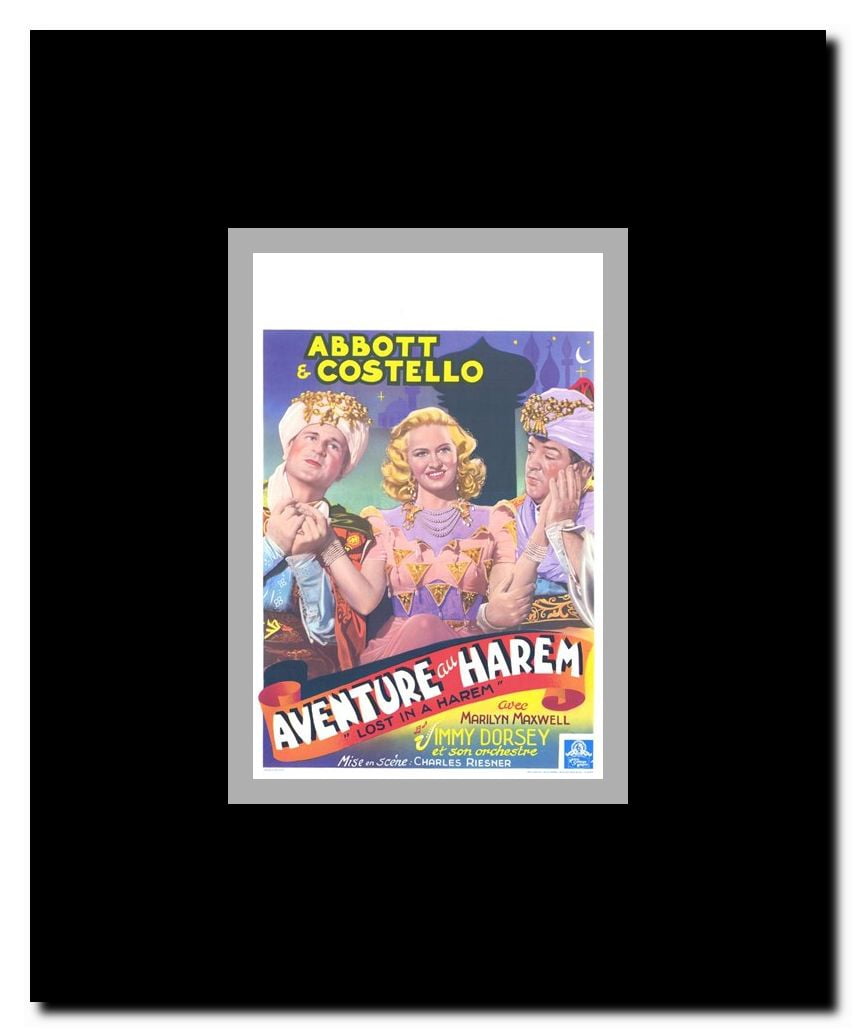 Abbott and Costello Lost in a Harem c.1944 Framed Movie Poster