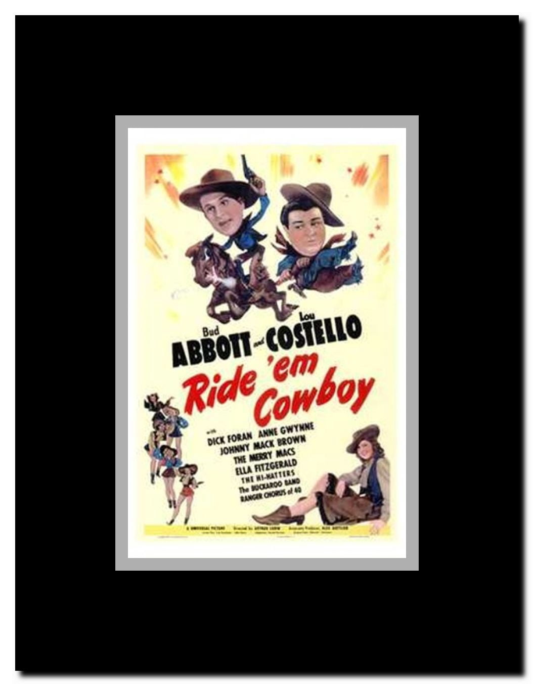 Abbott and Costello Ride 'Em Cowboy c.1942 Framed Movie Poster