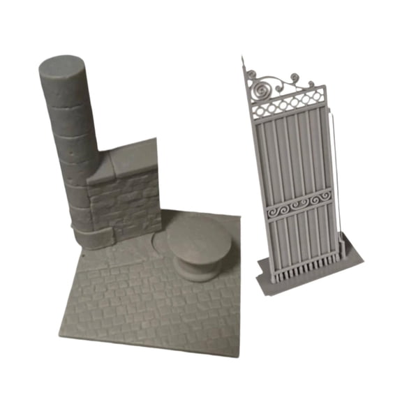 Abbraccia 1:35 Scale DIY Gate and Wall Model Unpainted Resin Ornament for DIY Accessories Diorama Micro Landscape Decor Building Models