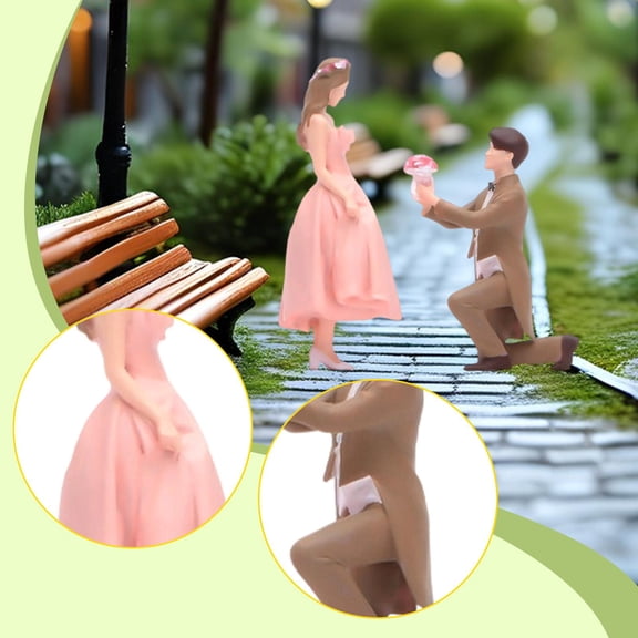 Abbraccia 1/64 Proposal Couple Miniature Figures Set Wedding Diorama Display Collectible Mini Resin Figurines for Doll House Decoration