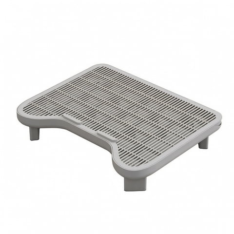 Abbraccia 1 Cat Litter Control Platform with Detachable Grate and Collection Tray for Indoor Cats Gray 42 X 12 Inch Easy Clean PP Board
