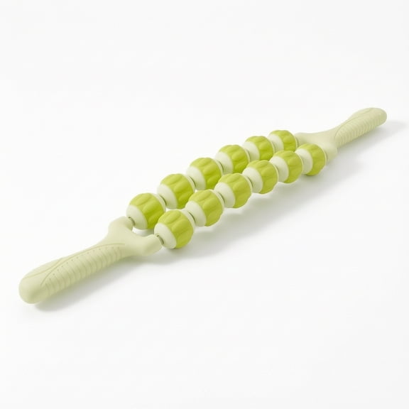 Abbraccia 1 Count Muscle Relaxation Roller Sensory Training Handheld Massage Tool Portable Light Green Curved Design Textured Handles for Children Home Yoga