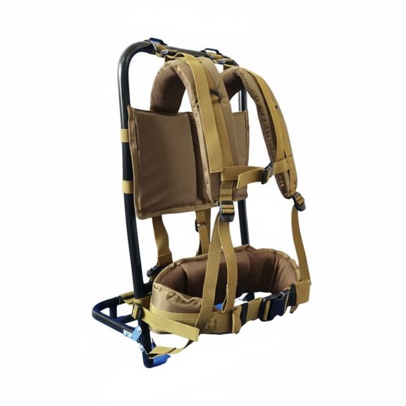 Abbraccia 1 Folding Backpack Frame Aluminum Support for Campers Hiking Travel Adjustable Unisex Khaki Straps Outdoor Gear Storage
