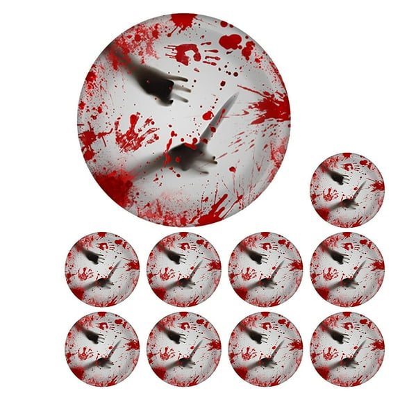 Abbraccia 10 Pieces Disposable Paper Plates Scary Halloween Plates Party Tableware Set 17.8x17.8cm