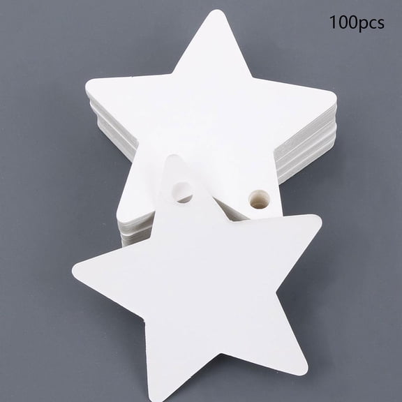 Abbraccia 100Pcs Star Shaped Gift Tags Gift Hanging Label Tags Toy Crafts Crafting Hanging Blank Tags for Birthday Drawing Party Favors White