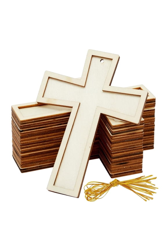 10x Wooden Crosses for Crafts, Wooden Crosses for Painting, Simple Blank Cross Pendants, Cross Pendants for Making Party Favors