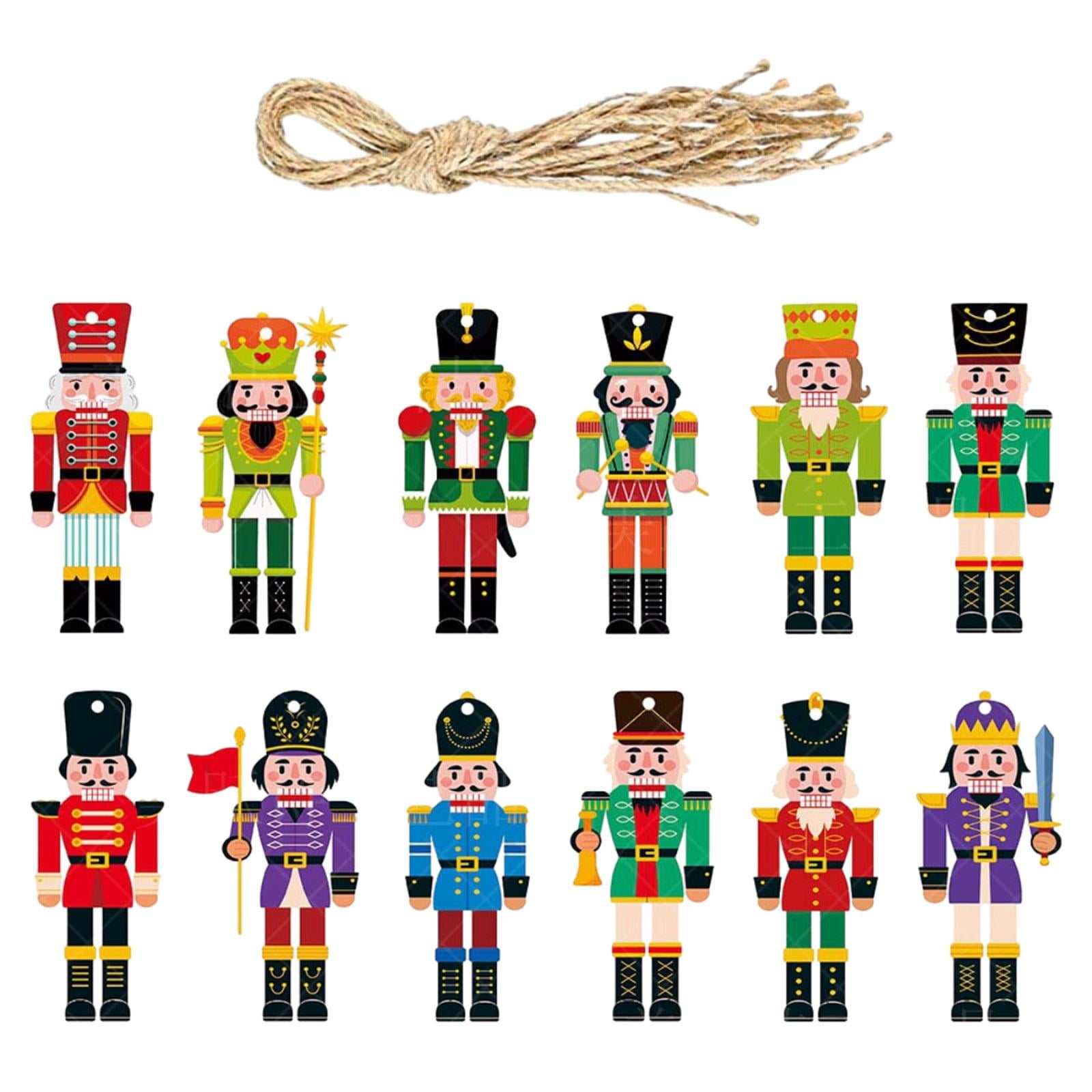 Abbraccia 12 Pieces Paper Christmas Nutcracker Craft Kits 4inch Long Colorful with Hanging Rope for Xmas Family Party Activities Lovely