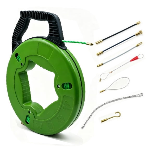 Abbraccia 2 Pack 2.36 Inch Fiberglass Wire Puller with 7 Interchangeable Attachments Cable Pulling Reel for Electricians Residential Commercial Wiring Projects
