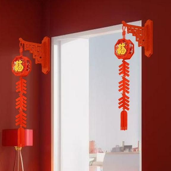 Abbraccia 2 Pieces Chinese New Year Hanging Decorations 2024 Characters Door Sign for Holiday Bedroom Lunar Year Celebration D